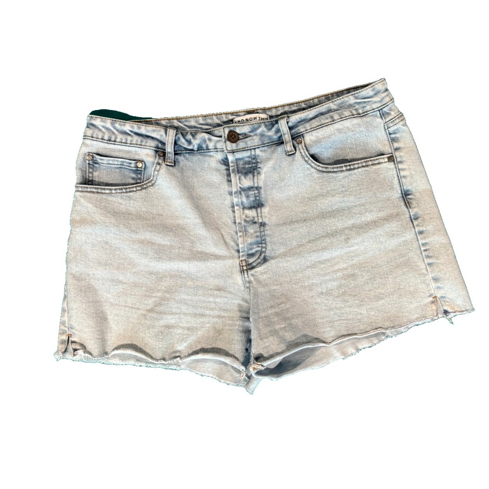And Now This High-Rise Button Fly Cut Off Denim Shorts Women's 32x3" Distressed